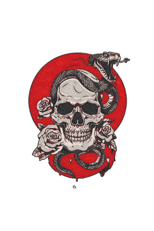 Oversized T-Shirt - Skull & Snakes  Embroidery